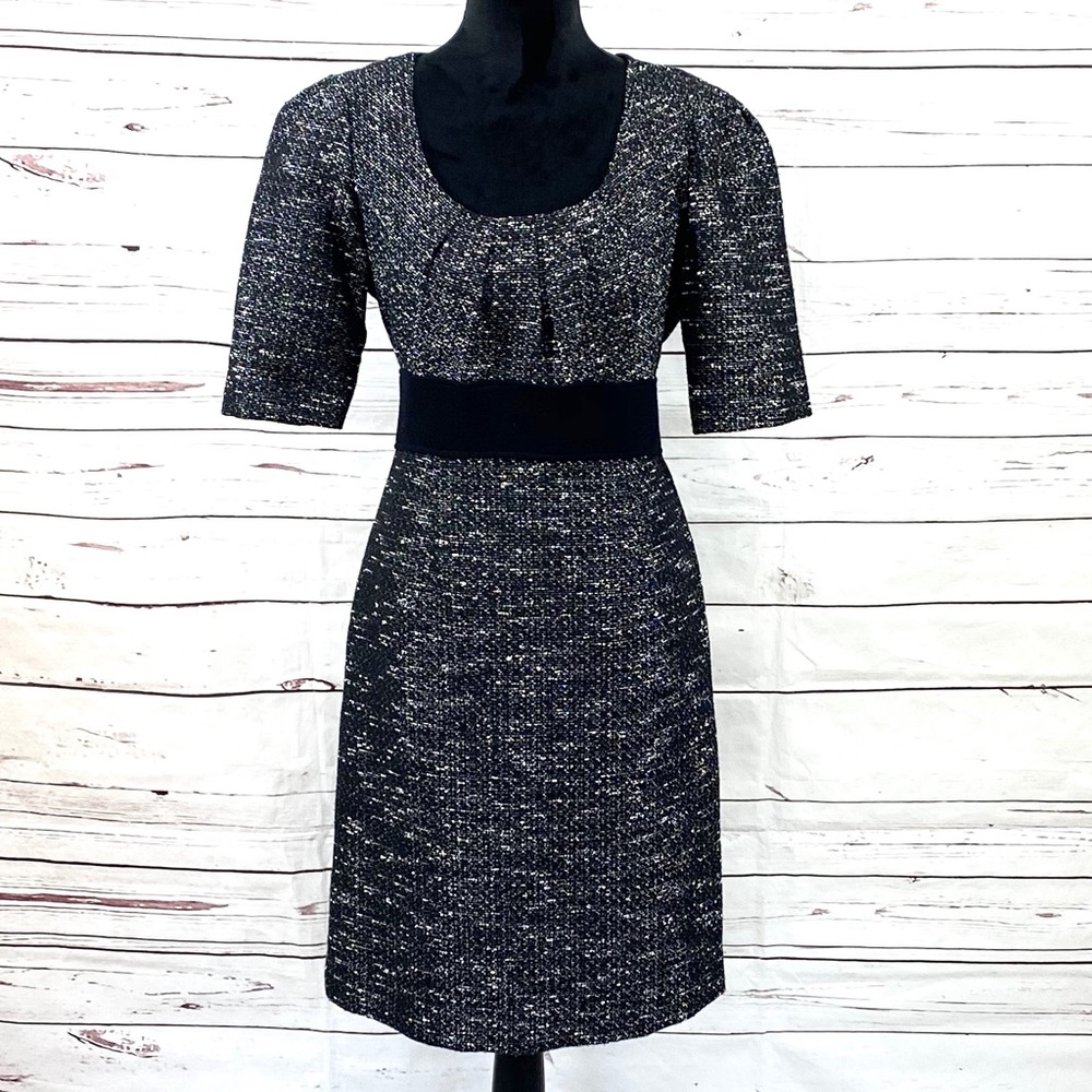 Tahari Asl Tweed Sheath Dress Black/White Size 8